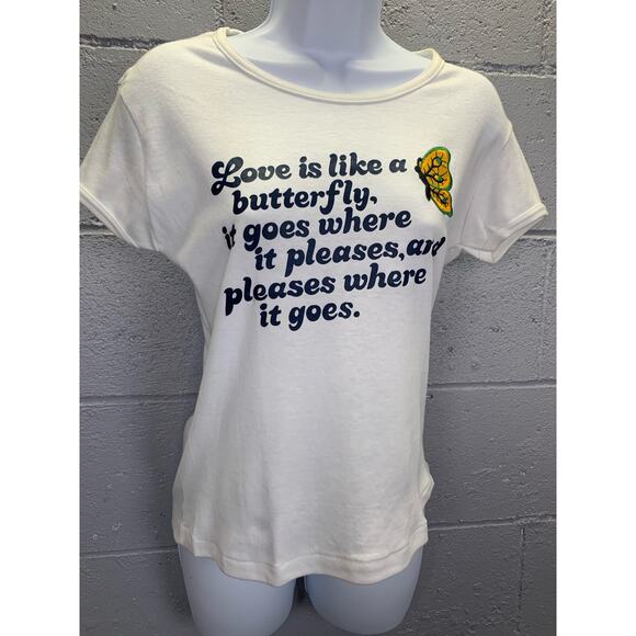 Vtg 70s Single Stitch T-shirt Whimsical Love is like a Butterfly Med - Picture 6 of 9